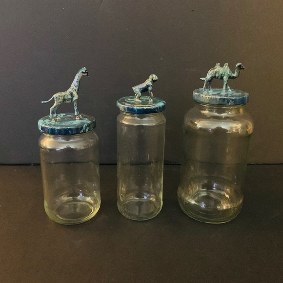 Set of 3 Animal Themed Glass Jars With Lids - Picture 2 of 10